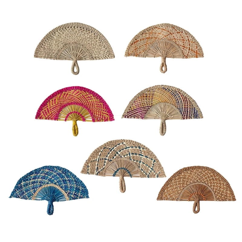 

Handwoven Natural Straw Fan Decorative Wall Photo Props Hanging Country Styles Straw Fan Wall Hanging Decorations