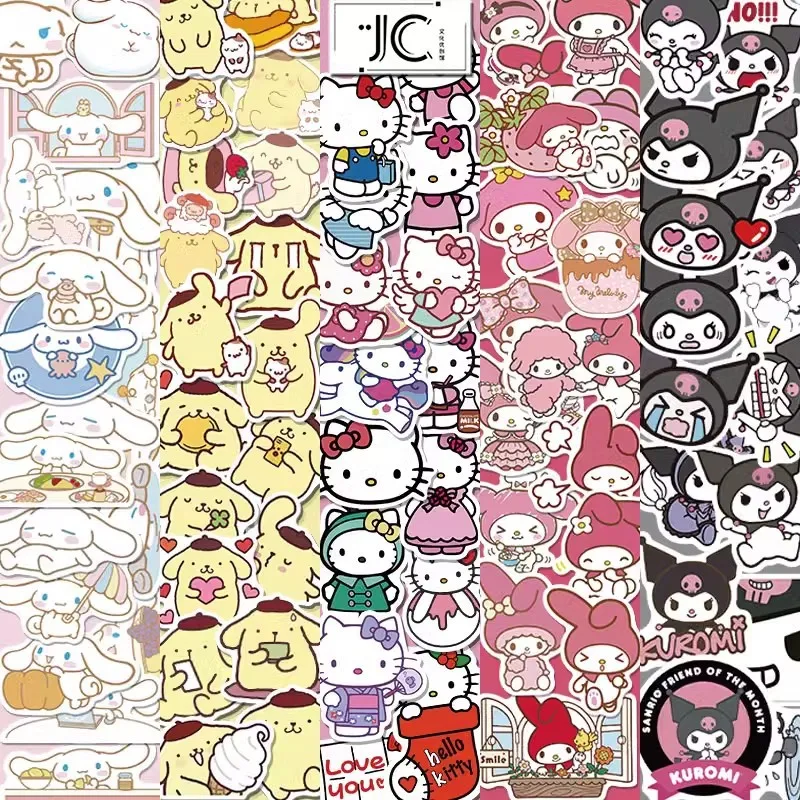 6 Style Hello Kitty Sanrio Stickers Kuromi Cinnamoroll Graffiti Sticker Skateboard Frigo Valigia Telefono Notebook Sticker Regali