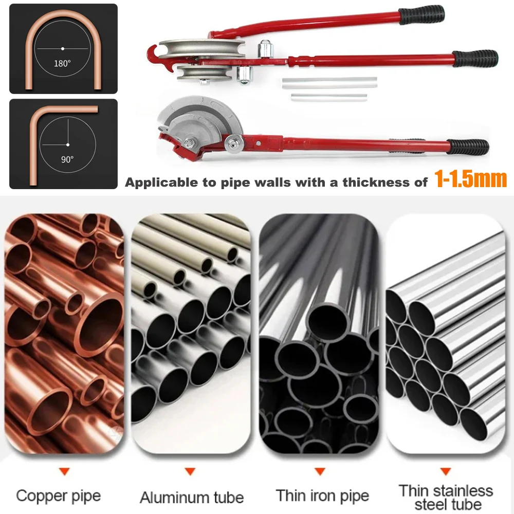 15 + 22mm O.D Tubing Benders Double-Grooue for Home Improvement Tap Water Copper Pipe Hard Pipe 180 Degree Heavy Duty Bender
