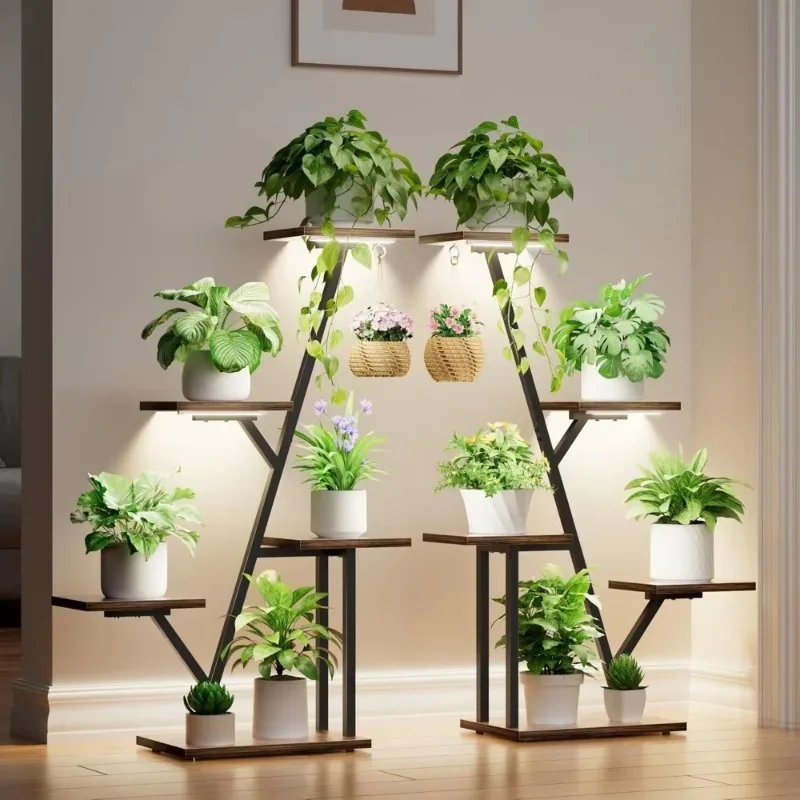 Indoor Plant Stand with LED Grow Light 5 Tiered