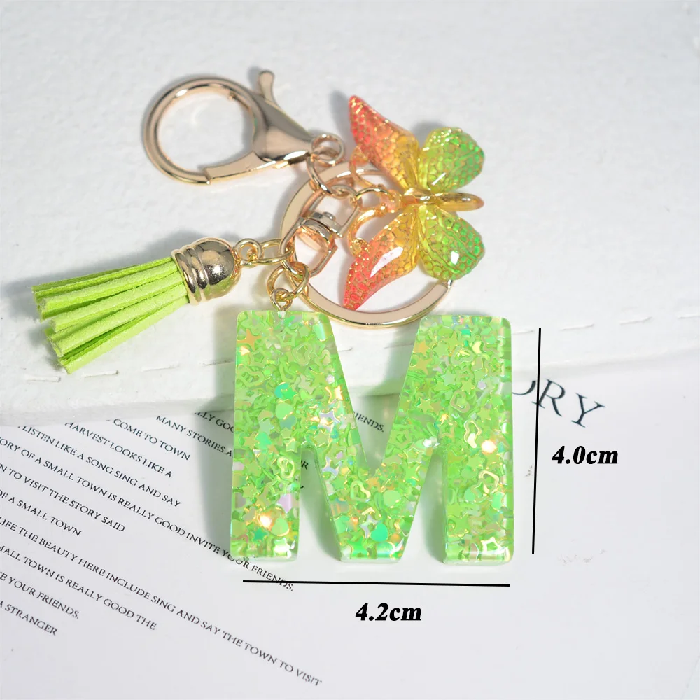 Alphabet Keyring A-Z Initial Letter Key Ring-Shiny Key-Chain-26 Letters T6T3
