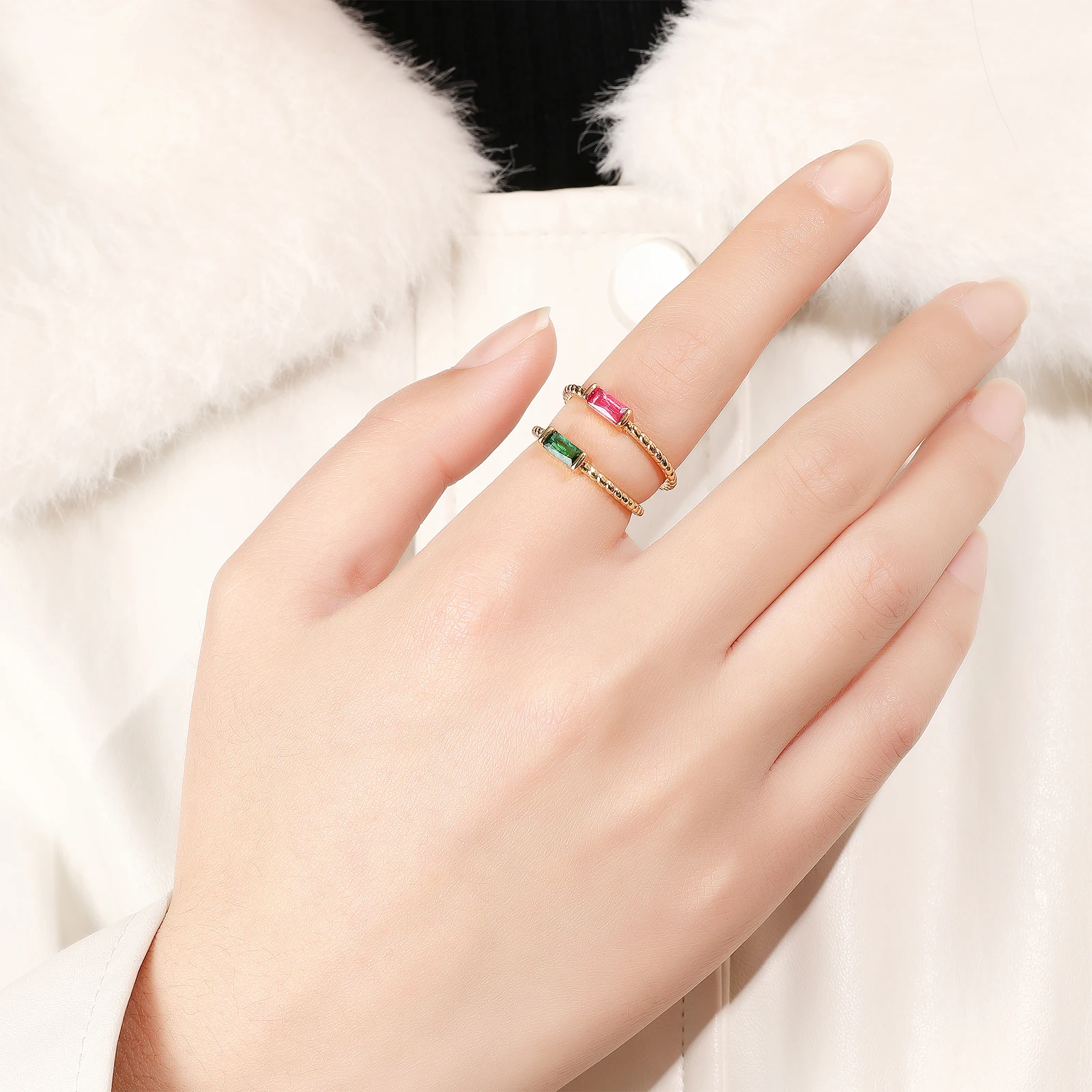 MEDFOLY Birthstone Rings for Women Dainty Adjustable Stackable Ring Engagement Wedding Rings Birthday Valentines Jewelry Gift