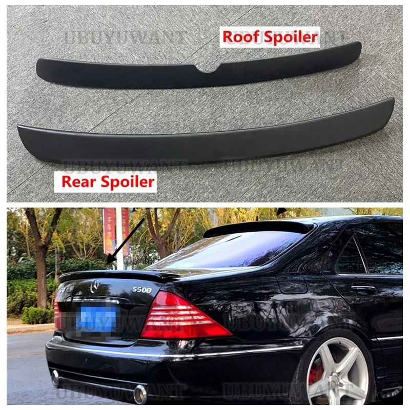 

FOR Benz W220 S Class S300 S350 S400 1998-2005 Car FRP UNAPINTED / FRP GLOSSY Black Rear Trunk Boot Wing Lip Spoiler