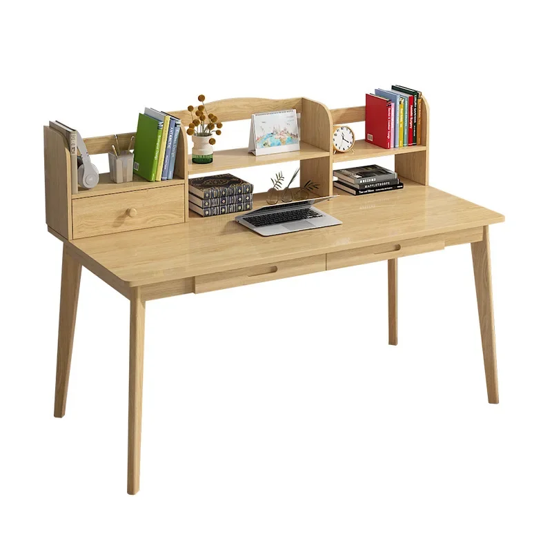 

Стол с деревянными ножками и книжной полкой, простой письменный стол для дома, спальни, кабинета, студенческого компьютера