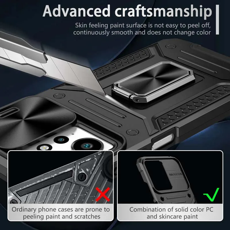 Slide Lens Camera Case For Xiaomi POCO F5 X5 Redmi Note 12 11 11S 11E Pro K60 5G Cover Shockproof Armor Protect Back_voghion.com