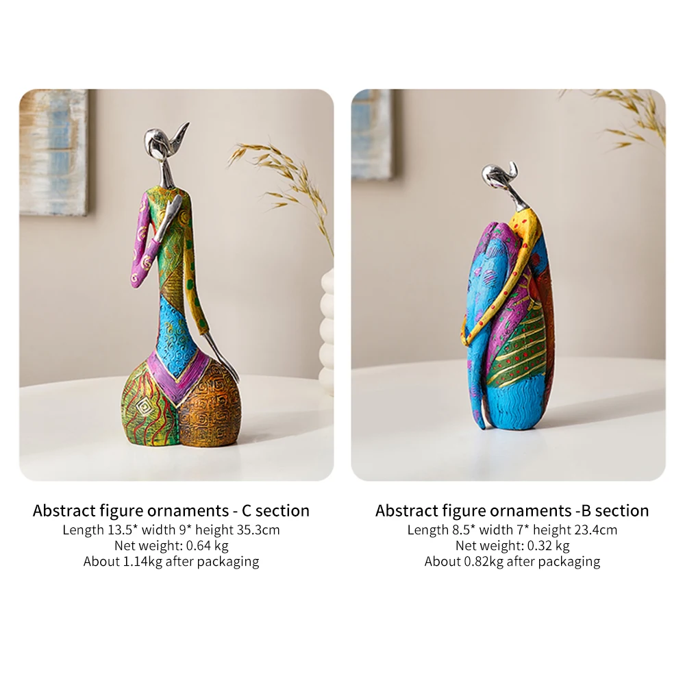 NORTHEUINS Resin Exotic Abstract Art Woman Figurine for Interior Afro Africa Figure Statue Home Living Room Desktop Decoration