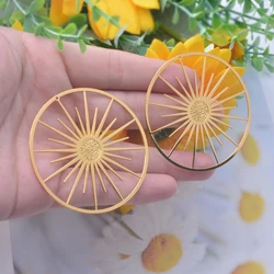 Set of 6 Premium Round Charms: Rhodium and Gold Plated Brass Pendant Accessories (24k gold color)