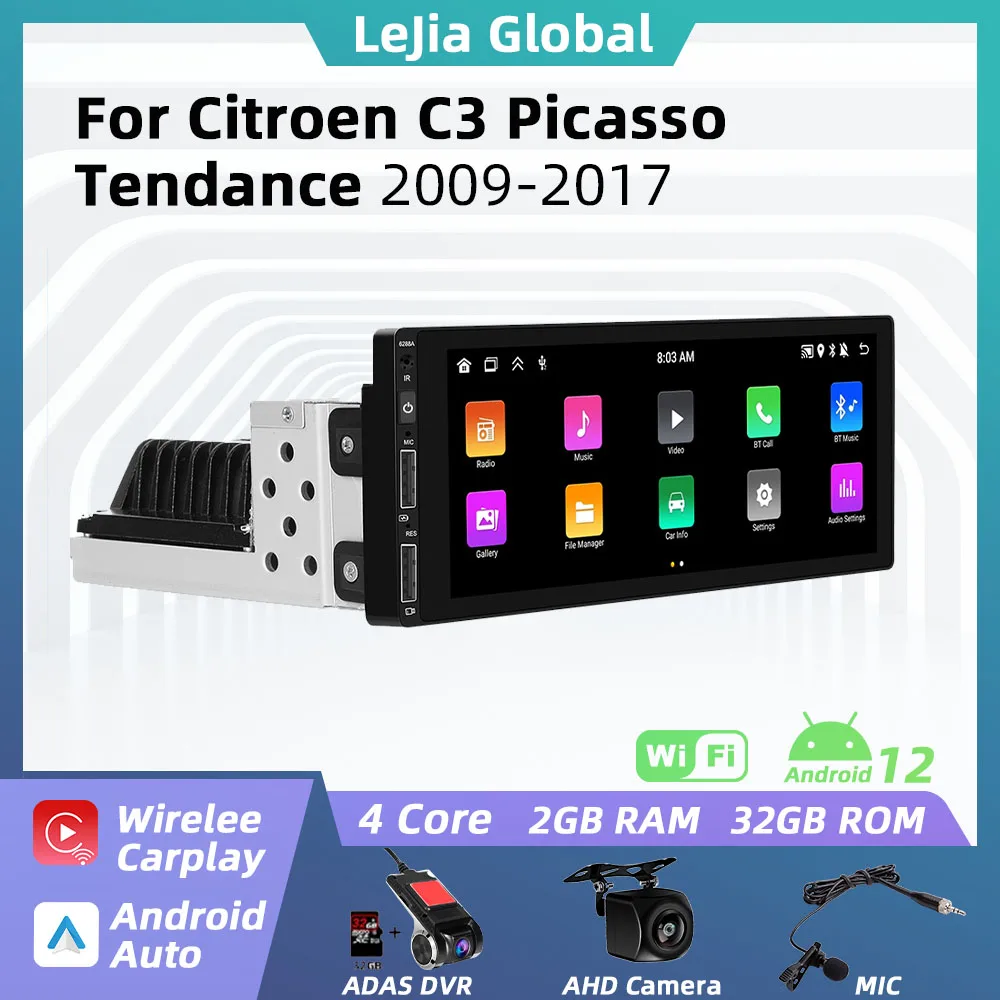 

1 Din Carplay Screen for Citroen C3 Picasso Tendance 2009-2017 1din Android Radio Stereo Car Multimedia Head Unit Autoradio GPS