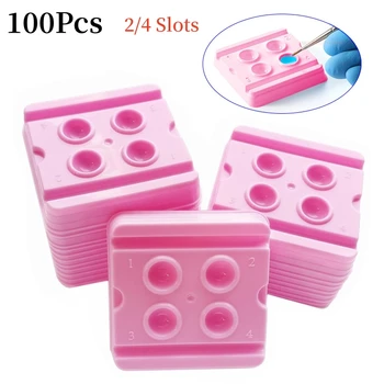 100Pcs Dental Mixing Wells Disposable Denture Processing Mixing Trays 2/4 Slots Composite Material Plastic Palette Dentist Tools 1