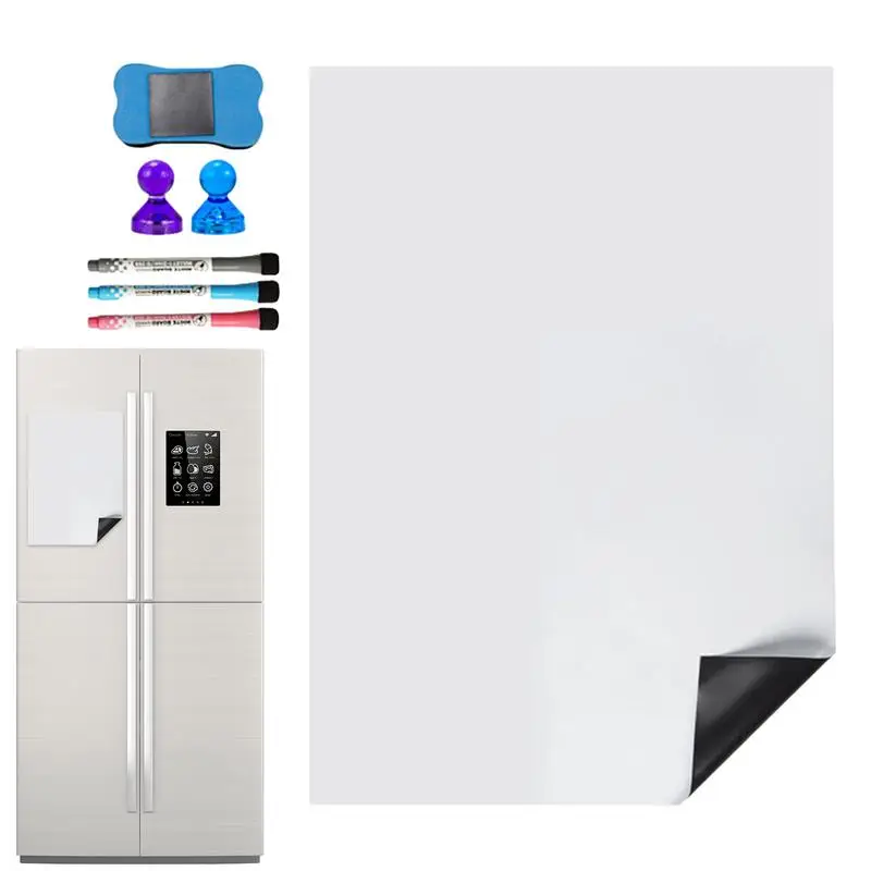 

Magnetic Whiteboard For Wall Self-Adhesive Refrigerator Whiteboard Sheet Portable Whiteboard With 2 Magnets 3 Chalkboard Markers