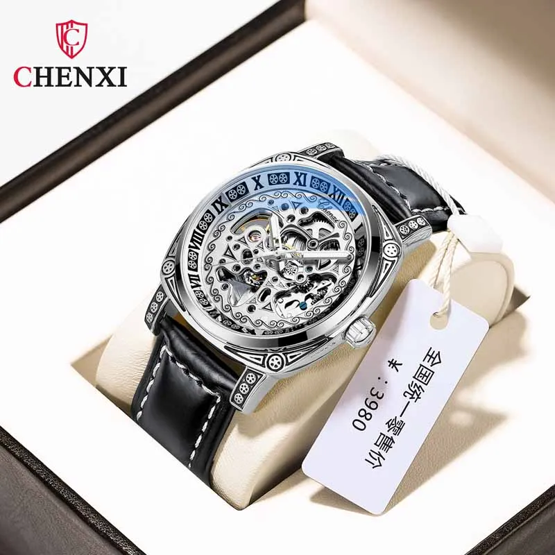 

CHENXI 8825 Classic Luxury Skeleton Design Men's Waterproof Luminous Retro Automatic Winding Men Mechanical Wrist Watch