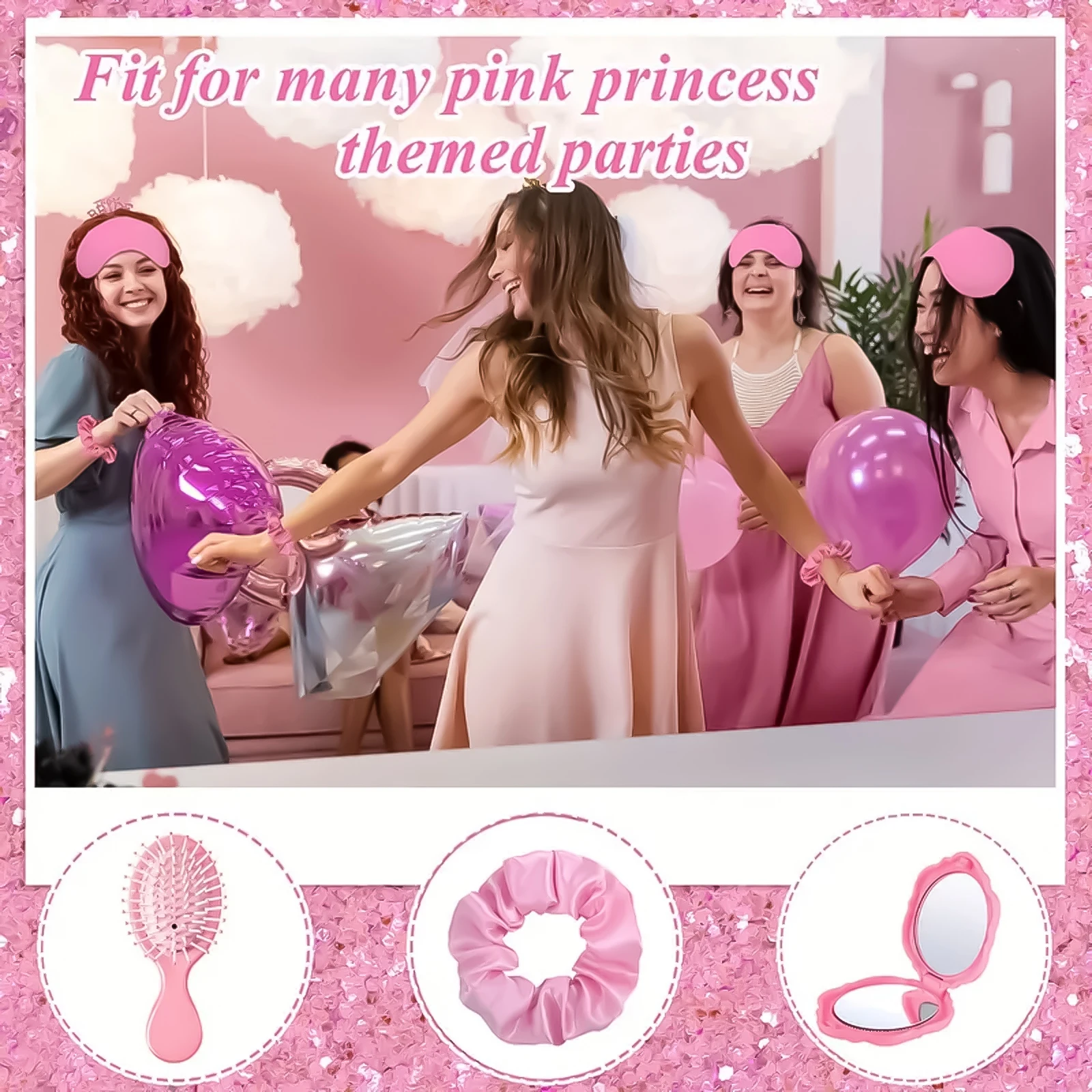 Bridal shower gifts pink hair brush pink makeup mirror organza bag wedding hair accessories bridesmaid birthday party 20pcs hair accessories
