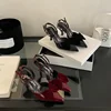 2025 Velvet Bowknot Partent Leather Ankle Strap Women Pumps Pointed Toe Stiletto High Heels Slingbacks Sandals Shoes For Woman 2