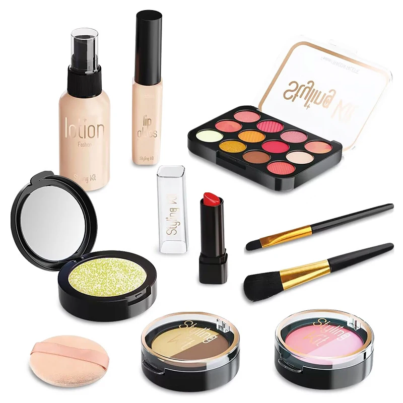 Girl Simulation Cosmetics Set Pretend Makeup Game Lipstick Eyeshadow Model Set House Party Activities Role Play Girls Toys Gifts makeup toy princess pretend toys cosmetics set