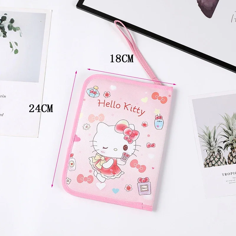 Hello Kitty Purse Kuromi Leather Zippe Portable Document Bag Bank Card Bus Card Passport Bag Card Holder Wallet Passport Cover 5