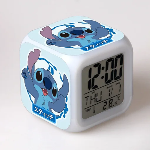 Disney-Reloj Despertador de Lilo Stitch, luz Digital LED que cambia de –  bebes byKEITA