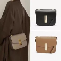 2025 new high-end versatile single shoulder leather niche design bag, single shoulder leather women's bag, tofu small square bag 1