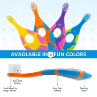Brosse à dents pour enfants, 2 pièces, avec poils souples, sans BPA, pour entraînement des dents à feuilles caduques 2