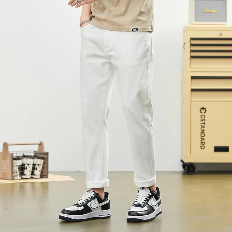 Description Picture 4 of itemWhite Summer Thin Denim Trendy Slim Fit Loose Casual Stretch Pants
