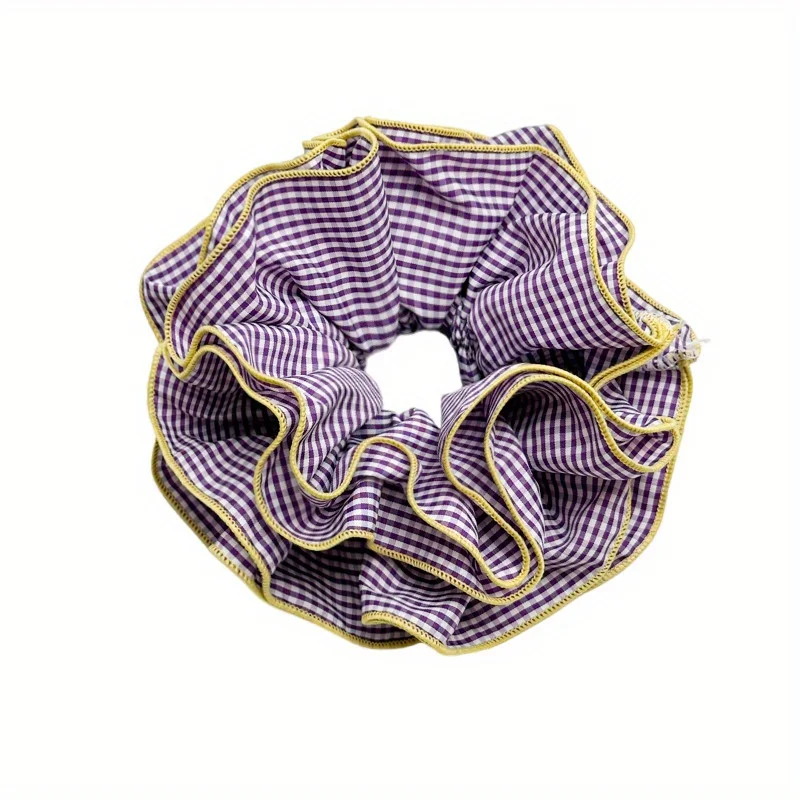 Vintage-Inspired Plaid Scrunchie - Ruffled Balletcore Hair Tie
