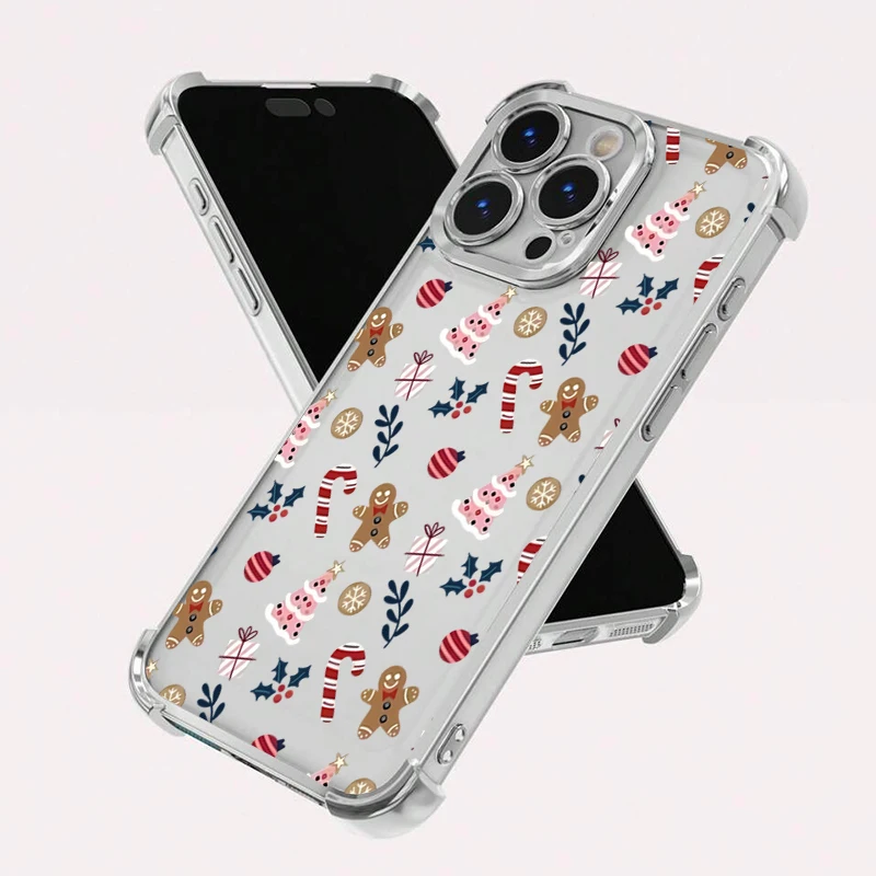 Festive Santa Claus Electroplate Airbag Clear Phone Case Cover