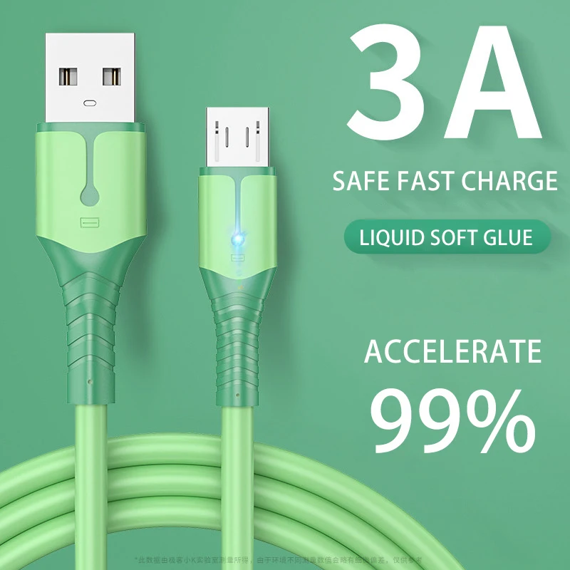 

Светодиодный индикатор 3A кабель для быстрой зарядки, USB микро-кабель для Samsung Xiaomi HTC, аксессуары для быстрой зарядки, USB-кабель