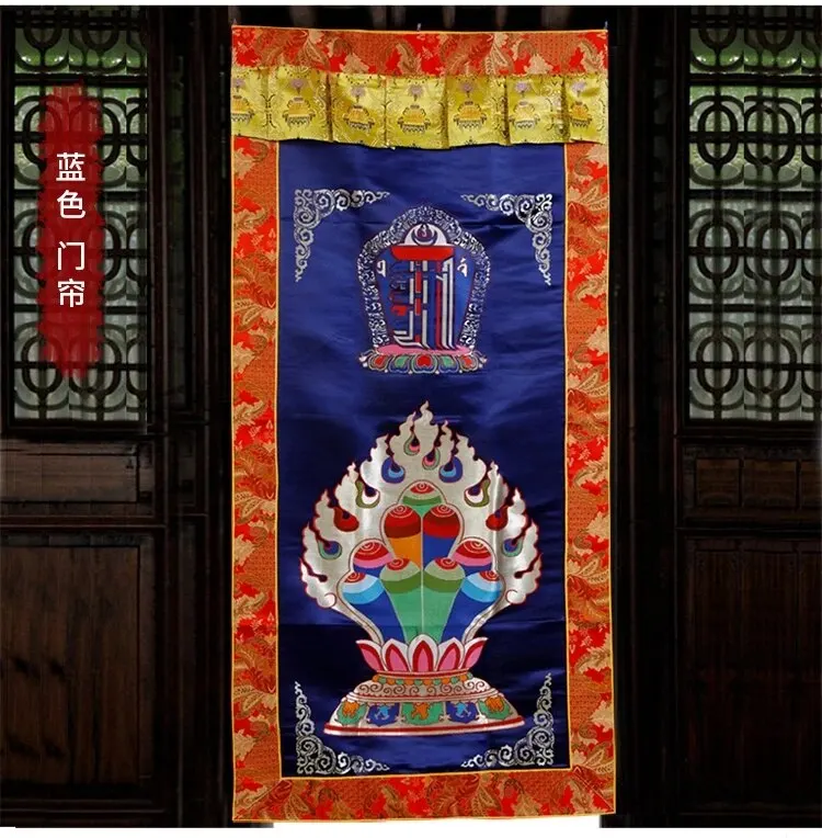 

Wholesale Buddhist supplie Greco-Buddhist Tibet Buddhism wall Kalachakra Auspicious Embroidery Tapestry Door curtain talisman