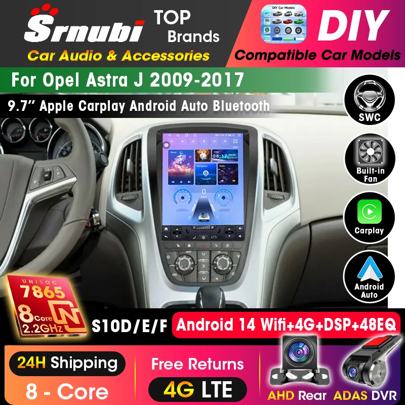 Autoradio für Opel Astra J 2009-2015 Android Auto GPS Navigation Head Unit Multimedia Videoplayer 5G WIFI Carplay Kein 2din DVD