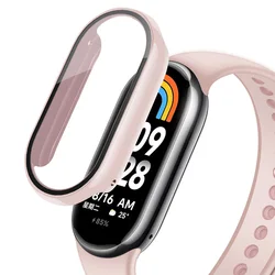 Enhanced Protective Case Cover and Full Coverage Screen Protector Film for Mi band 7 (Pink)