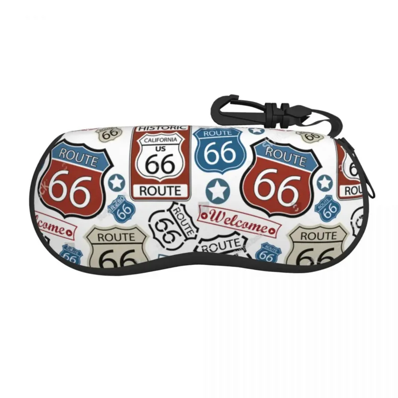 

Vintage Route 66 Eyeglass Glasses Case Men Women Soft America Highways Sunglasses Protective Box