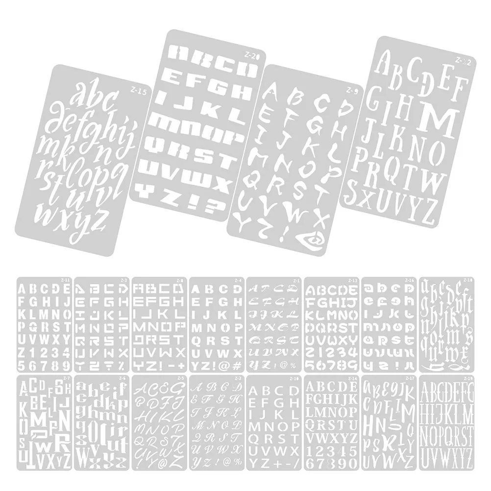 2 세트 문자 스텐실 알파벳 템플릿 DIY 페인팅 스크랩북 저널 공예 창의적인 그림을 위한 재사용 가능한 플라스틱 스텐실