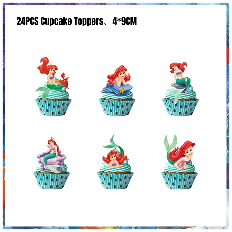 thumbnail image 1 of Suministros de decoración para fiesta de cumpleaños de La Sirenita de Disney, plato de papel, servilleta, vaso, mantel, globo, baby shower, 1 of 5