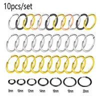 10pcs/set Small Hoop Earrings Stainless Steel Circle Round Huggie Hoop Earrings for Women Men Ear Ring Ear Bone Buckle 2