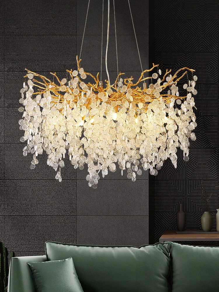 

Modern light luxury villa crystal chandelier living room dining room atmosphere bedroom main lamp personality luxury European Fr