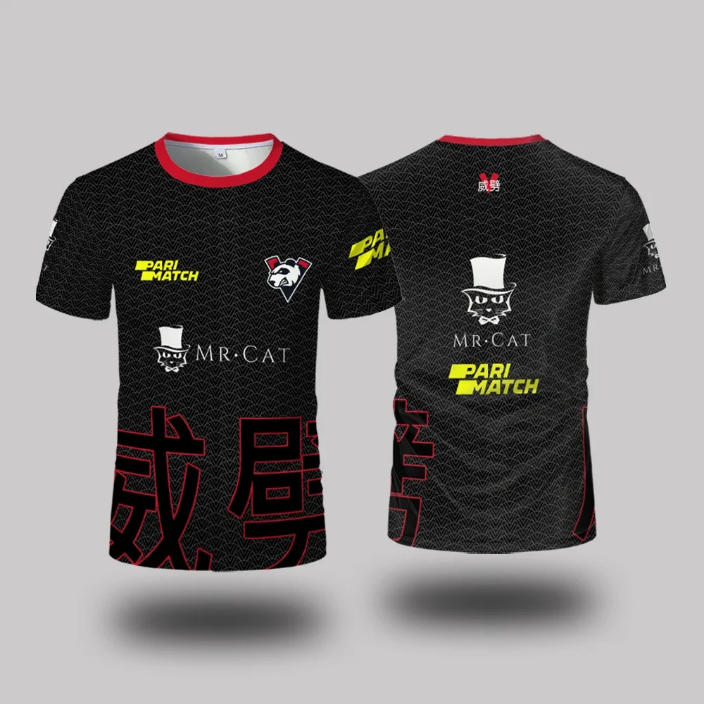Virtus.Pro Esports Club 유니폼 여름 야외 남성 및 여성 스포츠 통기성 티셔츠 루즈한 데일리 캐주얼 라운드 넥 의류