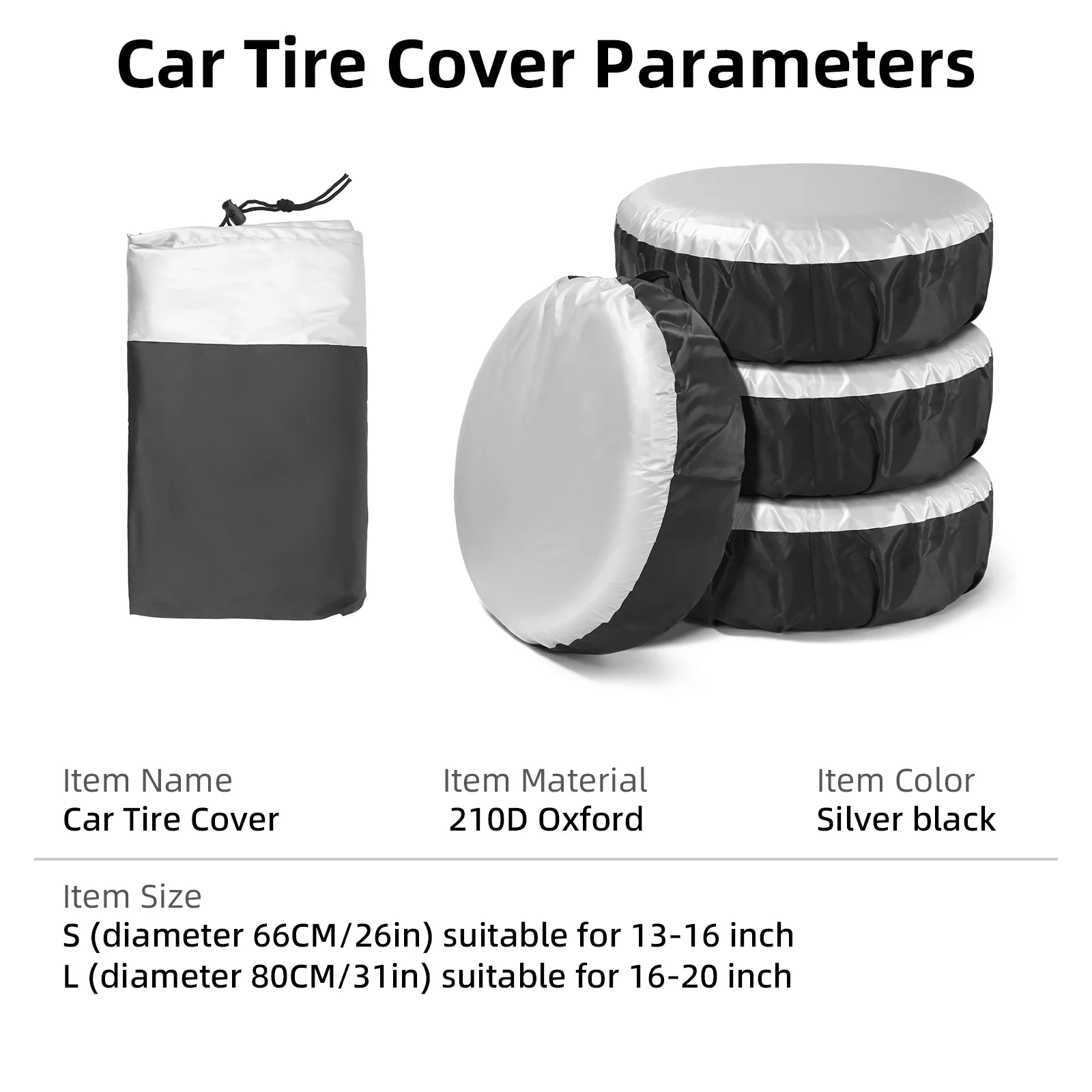 Tire Covers L Size 100x57cm Light Vehicle Tire Totes 210D Oxford Fabric - View #12