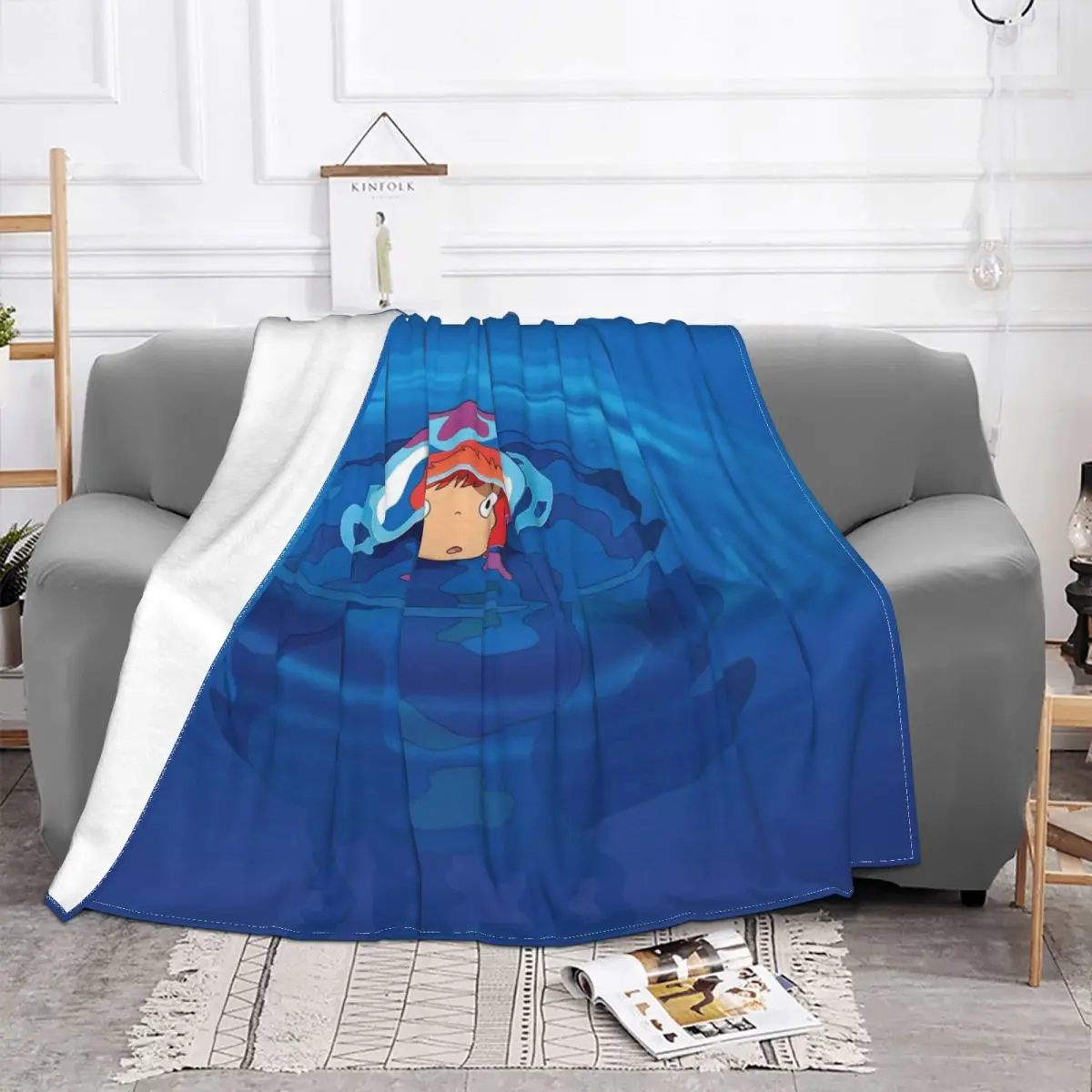 Cute Anime Ponyo On The Cliff Throw Blanket For Home Decoration Anime Micro Flannel Throw Blankets Gifts For Kids