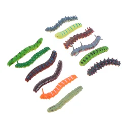 12 Pcs Artificial Caterpillar Joke Toys Crawl Prank Scare Realistic Funny Tricky