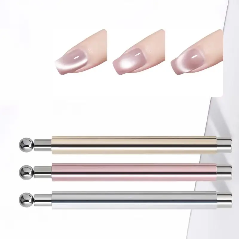 Nail Art Double-Ended Magnetic Tool with Cylindrical Aluminum Handle