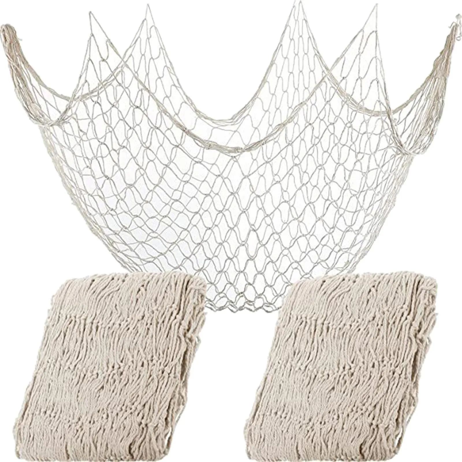 2 Pieces Fish Net Decorative 80 X 40 Inch Wall Hanging Fishnet