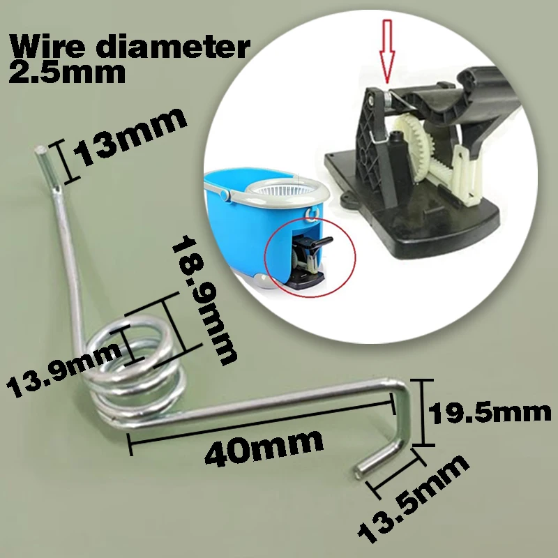 Mola de Torção do Esfregão Giratório Pull Back Foot Step on Bucket Peças de Reparo Diâmetro do Fio 2.5 mm Grosso 1pc Pcs