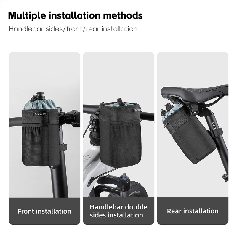 WEST BIKING Multifunctional Bike Bag Water Bottle Storage Bag Bike Saddle Bag MTB Bicycle Handlebar Bag Cycling Frame Bag