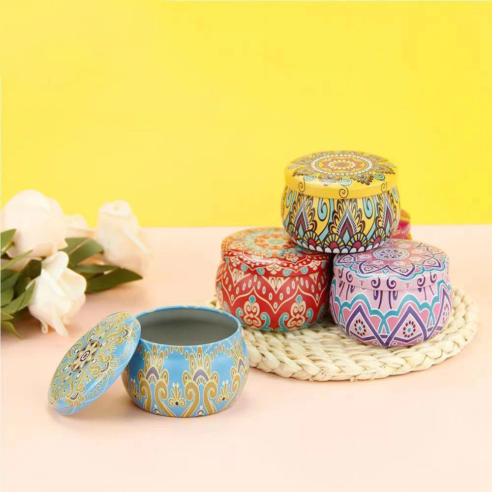 6Pcs Vintage Candle Tin Jars DIY Candle Making kit Holder Storage case for Dry Storage Spices Camping Party Favor Organizer
