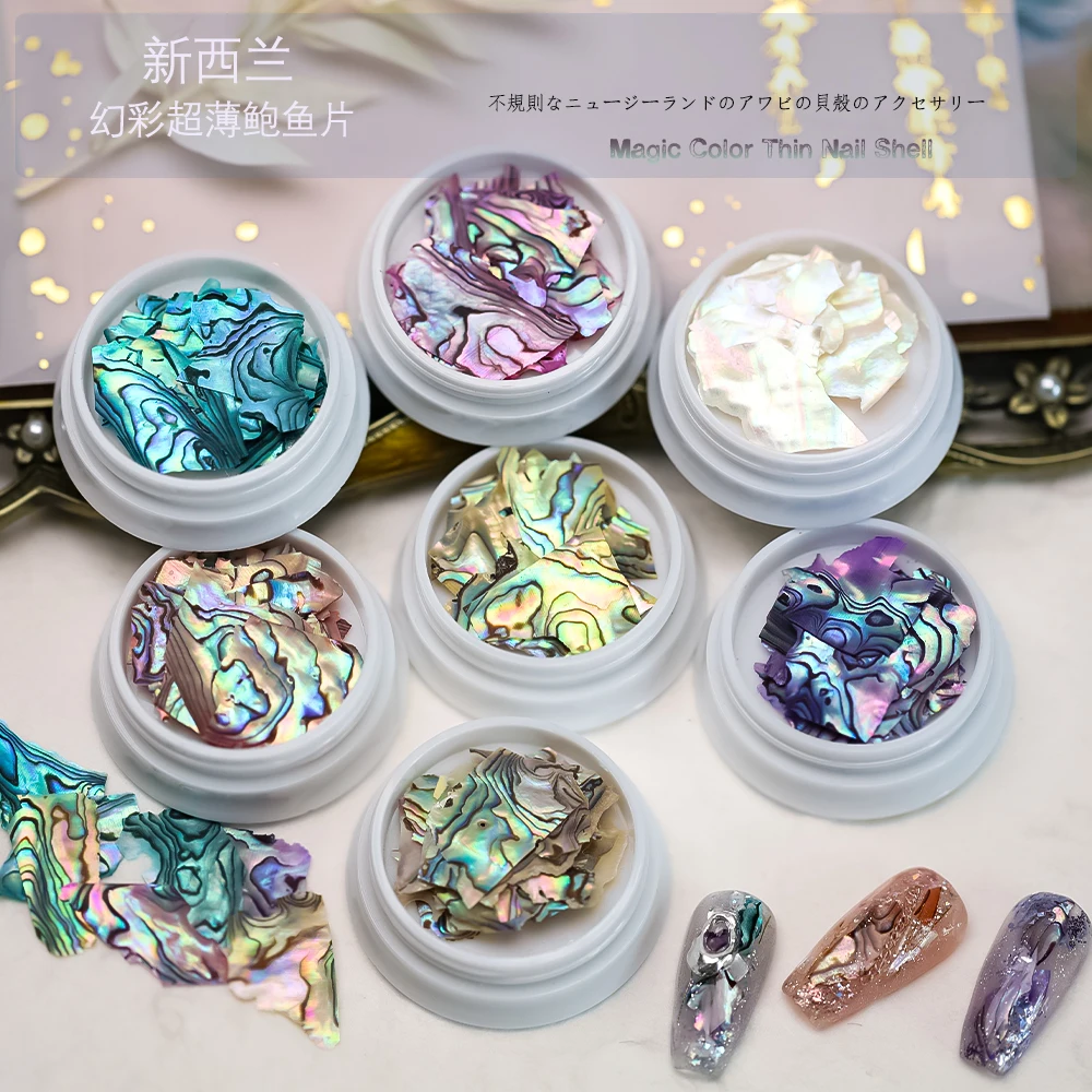 

1 Pot Nails Abalone Shell Slice 3D Texture Natural Sea Shell Stone Rhinestone For Nail Art Charm Decoration DIY Accessory Supply
