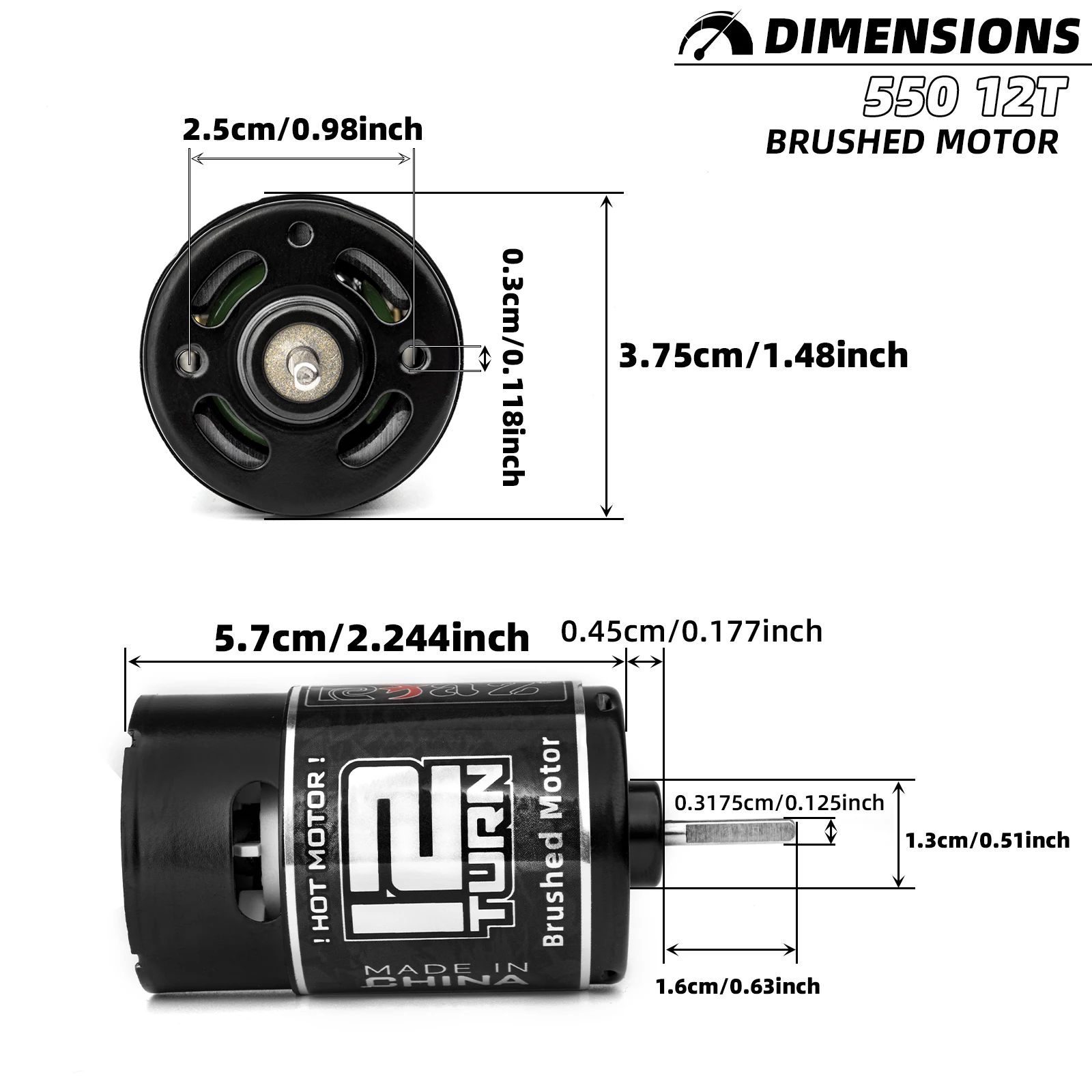 Moteur 550 Brushed Waterproof 12T pour RC Crawler - XT60/T Plug/Tamiya