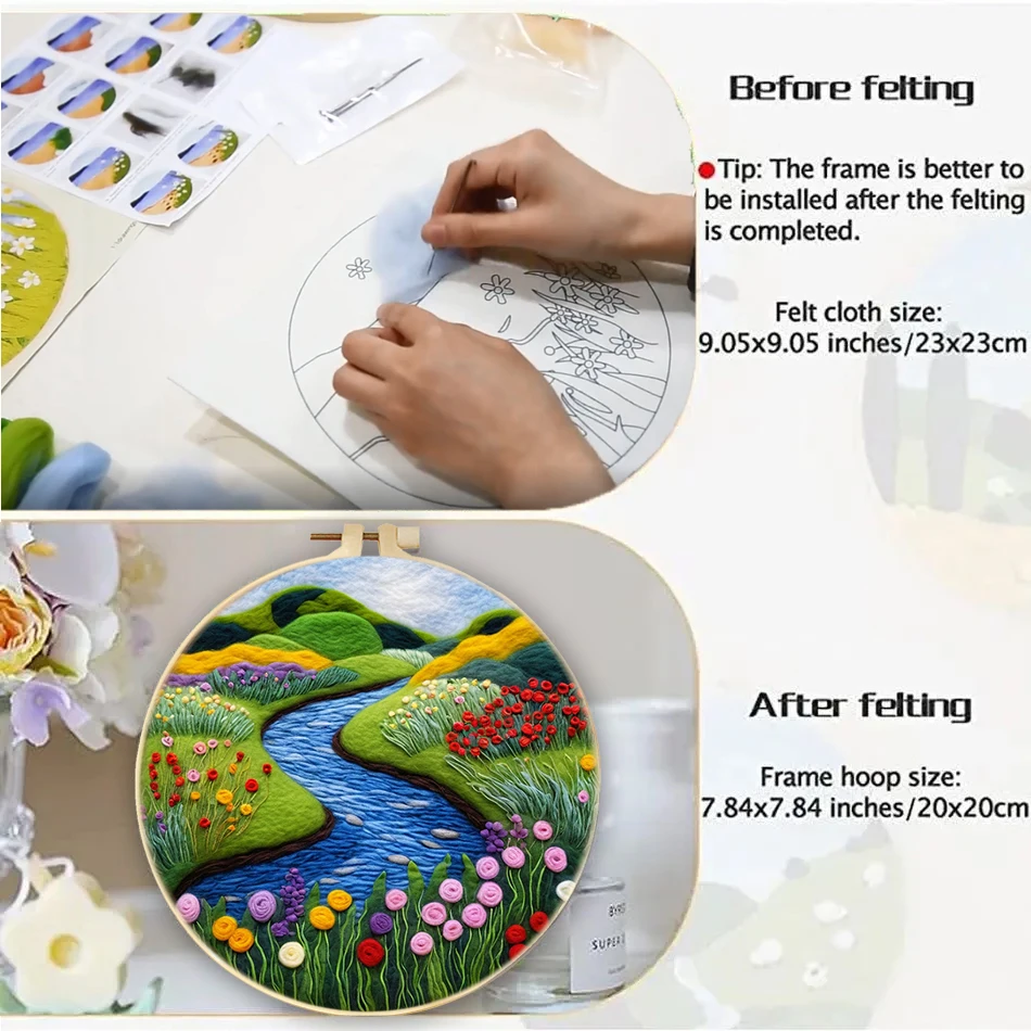 Animal Needle Felting Painting With Frame Kit For Beginner DIY Wool Needle Felt Starter Kit Home Decoration Art Craft wool felting kit,needle felt kit