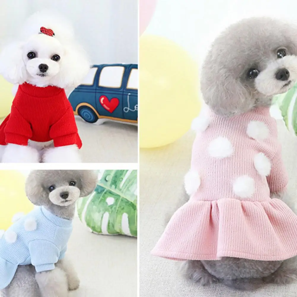 Stylish Pet Winter Clothing Long Sleeve Casual Bright Color Fashion Design Pet Skirts