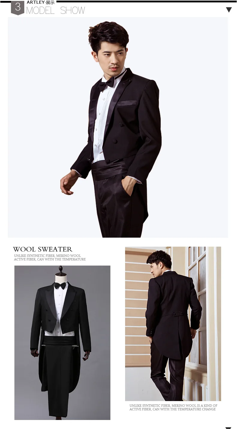 Men White Black Red Jacquard Lapel Tailcoat jacket+pants party Stage Singer Costume Wedding Groomsmen Tuxedo Suits Men Suit