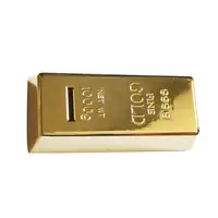 Gold Brick Piggy Bank Coin Container Money Saving Pot Bar Boys Gold-brick Golden Plastic Travel Girls 1