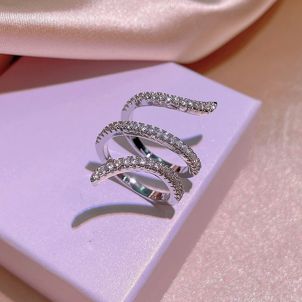 Luxury Fashion Solid 925 Sterling Silver Wing Ring Women Girl Valentine's Day Gift Lady Jewelry Silver Ring Silver Rings